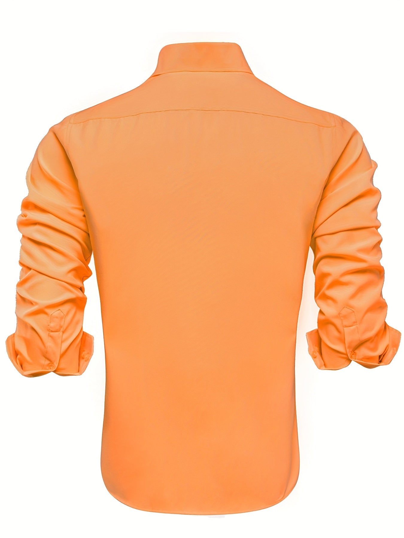 Men's Plain Button Up Regular Fit Long Sleeve Shirt in Orange