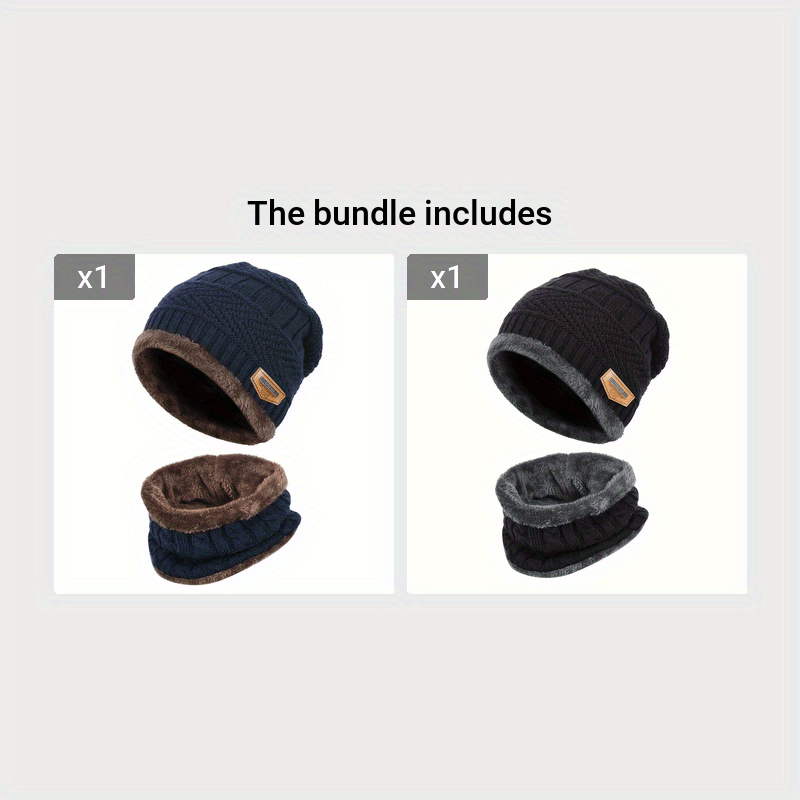 Kids Knit Hat & Neck Scarf with Fleece Lining