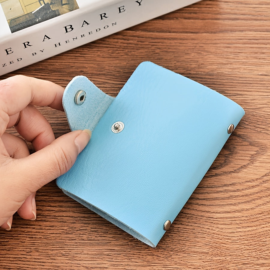 24 Card Slots Double-sided Card Case Solid Leather Wallet PVC Lady Card Holder