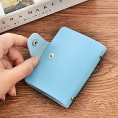 24 Card Slots Double-sided Card Case Solid Leather Wallet PVC Lady Card Holder