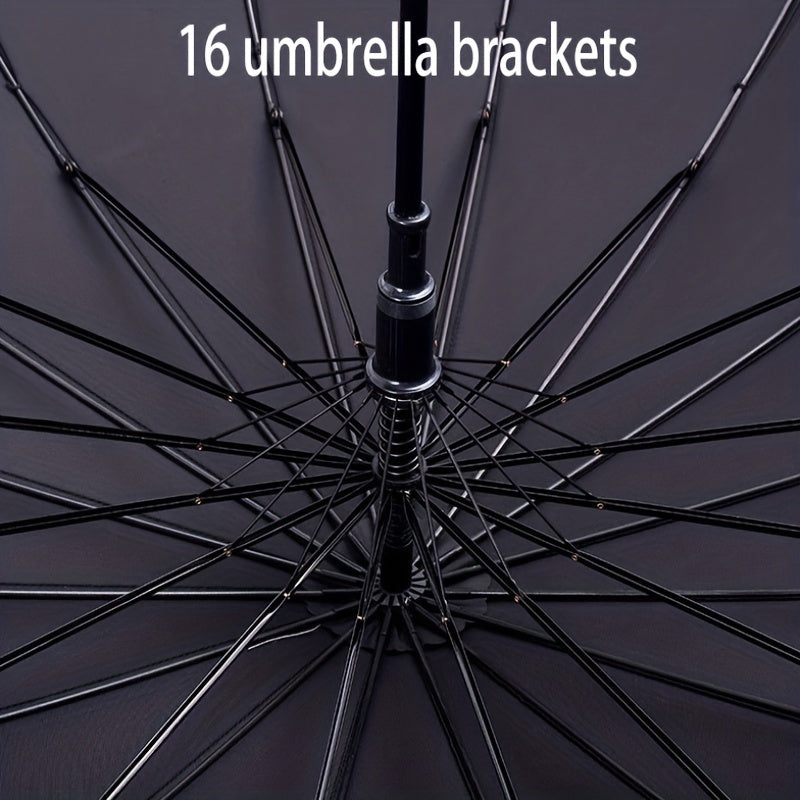 16 Ribs Long Handle Umbrella Wooden Waterproof Windproof Umbrella