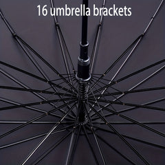 16 Ribs Long Handle Umbrella Wooden Waterproof Windproof Umbrella
