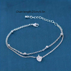 Heart Shape Pendant Anklet Double Layers Ankle Bracelet For Women