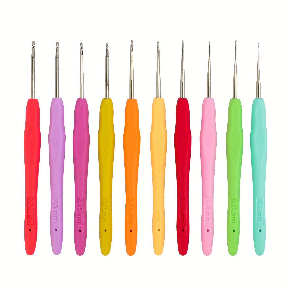 10pcs Lace Crochet Hooks Set 0.5mm-2.75mm Soft Grip
