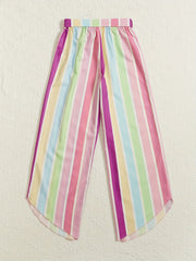 Girl's Colorful Striped Cuffs Casual Pants Unique & Trousers