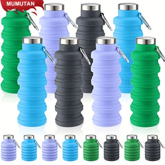 Foldable Reusable Silicone Water Bottle 16oz Leakproof Cup with Lid for Camping
