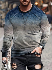Gradient Men's Long Sleeve Vintage Novelty T-shirt For Autumn