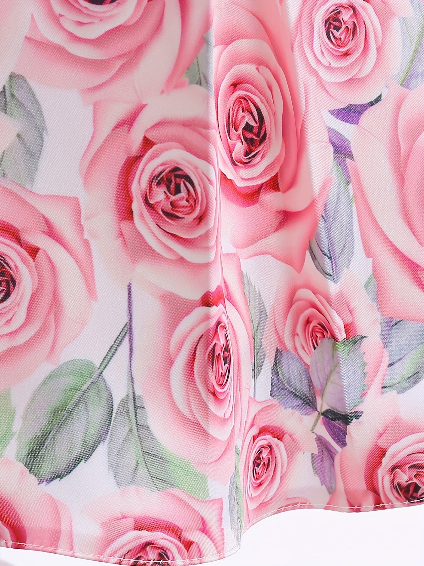 Girls Sleeveless Flowers Graphic Princess Dress Gown Piano Performance Dress