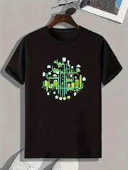 Pattern Print Men's Graphic T-shirt for Summer