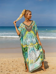 Animal Print V Neck Cover Up Dress
