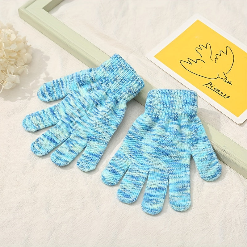 Kids Winter Gloves Thick Warm Knitted Windproof Coldproof Outdoor Cycling Daily