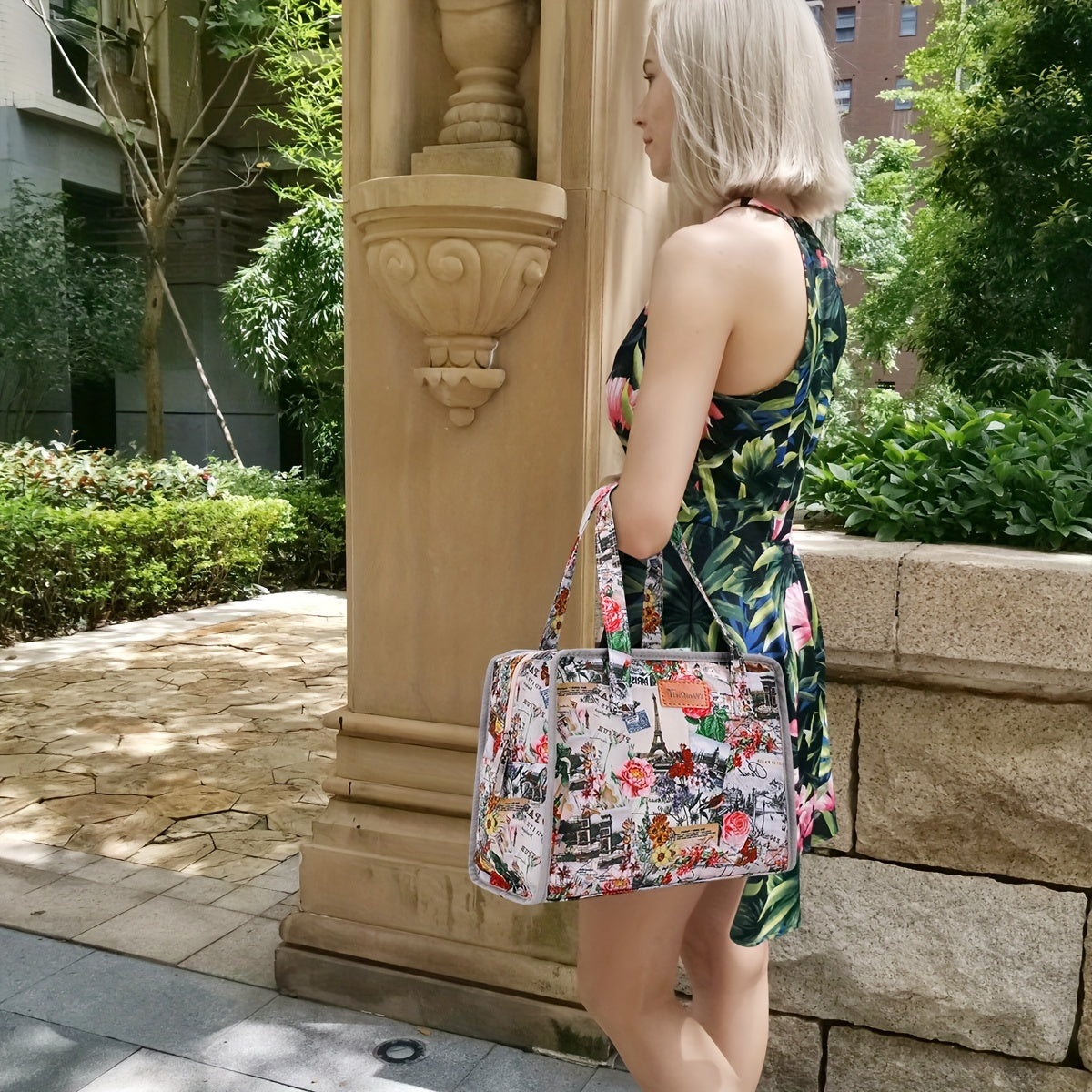 Portable Insulated Picnic Bag Floral Print Keeps Food Fresh