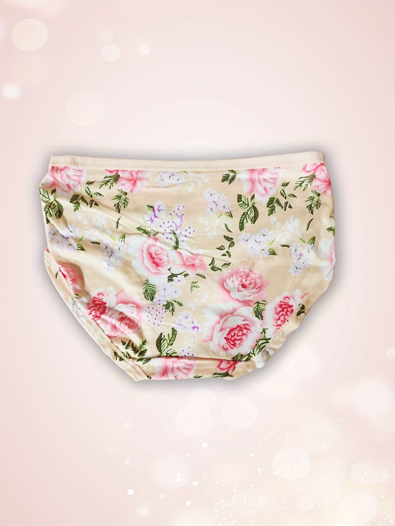 3pcs Floral Print Briefs Stretchy Intimates Panties Women's Lingerie