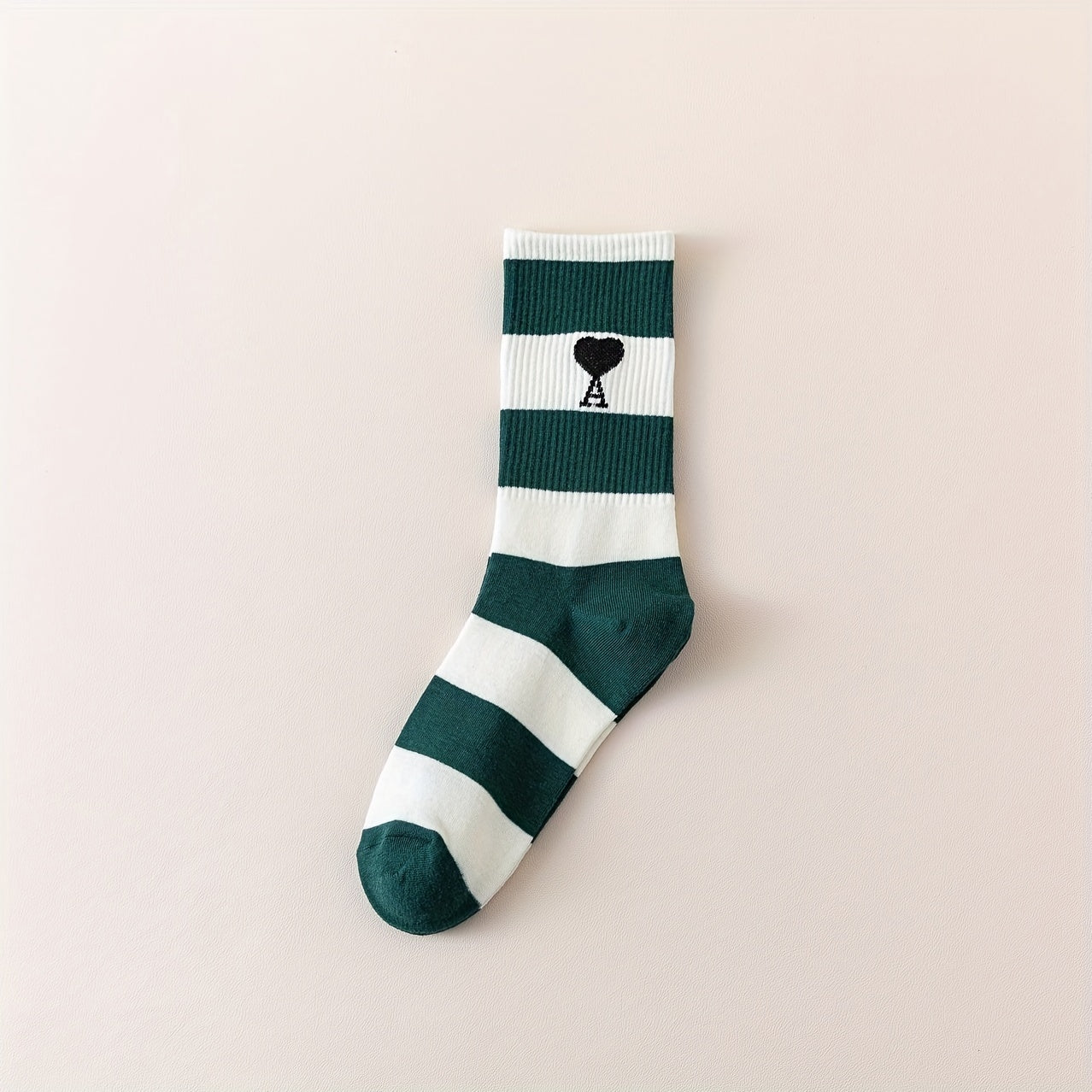 4 Pairs Heart & Striped Crew Socks - Comfy & Breathable Women's Stockings