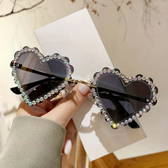 Kids Rhinestone Heart Sunglasses UV Protection