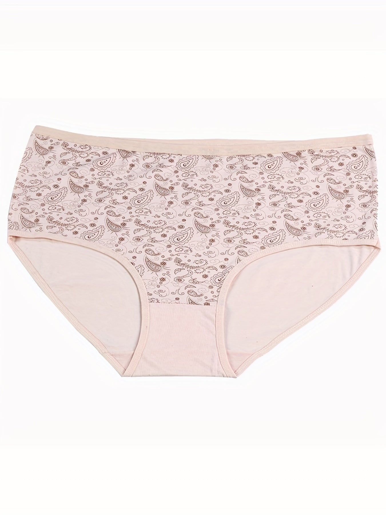 4 Pack Plus Size Boho Panties Set Women's Plus Paisley Print Underwear