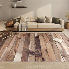 Wooden Print Area Rug Light Style Floor Mat Washable Home Decor Soft Non-slip