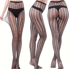 2 Pack Jacquard Fishnet Tights High Waist Mesh Pantyhose Women's Stockings