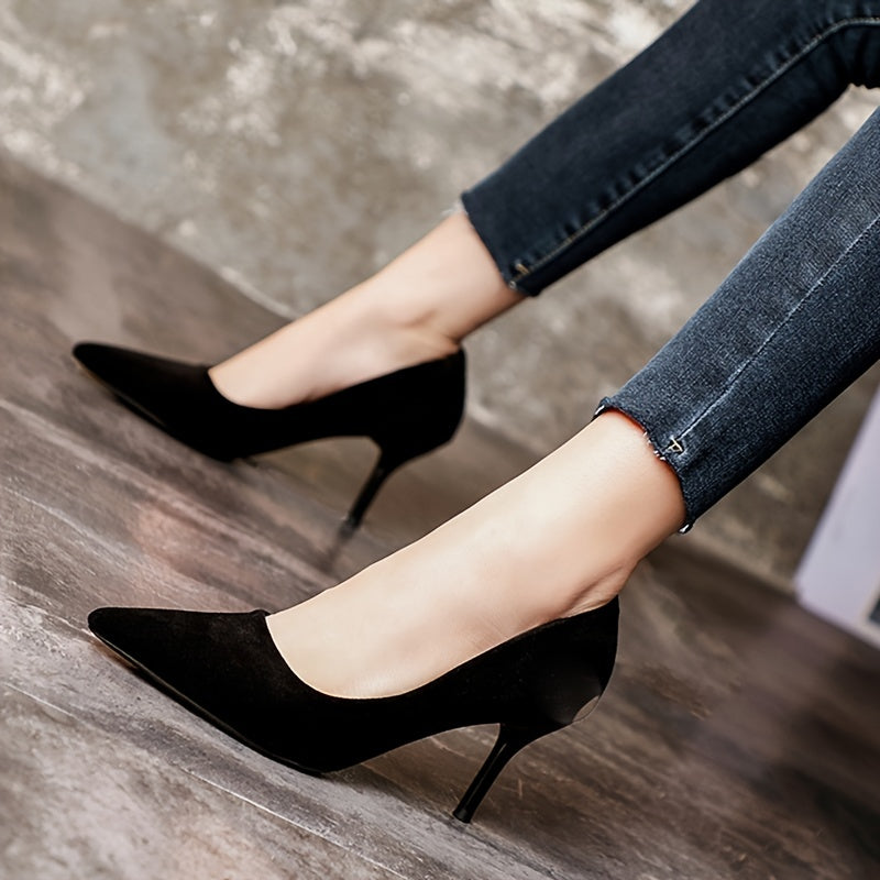 Pointed Toe Satin Stiletto Pumps for Women