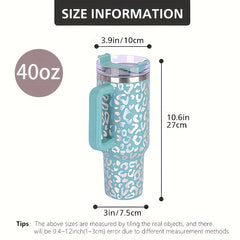 Leopard Print Insulated Water Bottle 40oz Stainless Steel Portable Tumbler