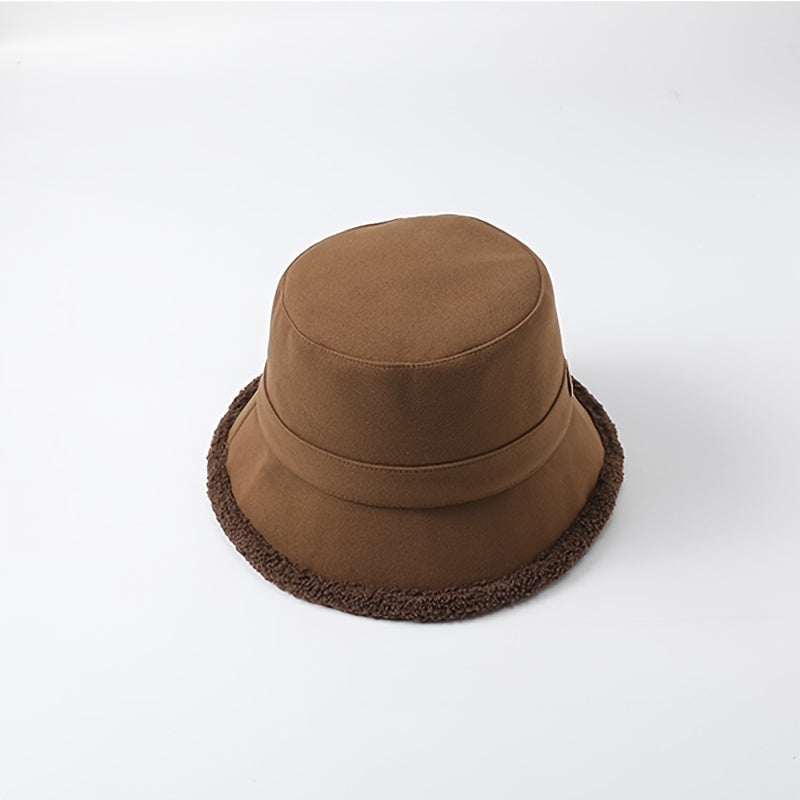 Women Winter Bucket Hat Solid Warm Hat Outdoor Casual Style Hat For Women Girls