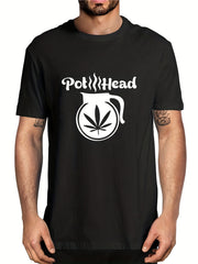 Men's Pot Head Print T shirt Casual Slightly Stretch Tee