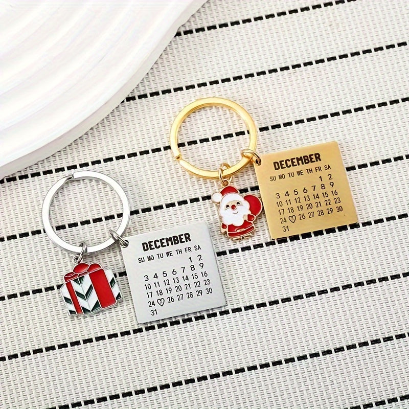 Santa Claus Christmas Calendar Key Chain Bag Purse Car Key Pendant Gift