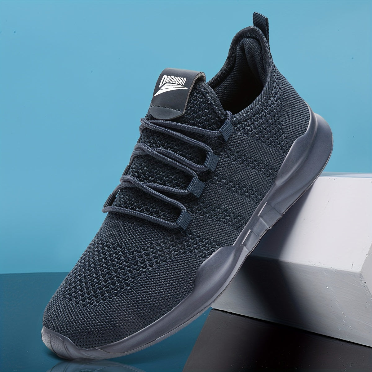 Men's Breathable Lace Up Knit Sneakers Casual Outdoor Walking Running Shoes