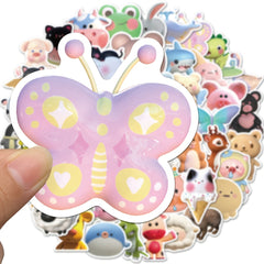 52pcs 3D Animal Waterproof Stickers For Luggage Phone Case Notebooks