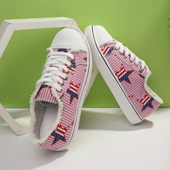 4th July Women's Star Graphic Canvas Low Top Sneakers