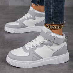 High Top Skate Shoes with Buckle Lace-Up, Anti-Slip Lightweight Sports Sneakers