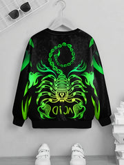 Scorpion Print Tee Boys Long Sleeve Comfortable Soft T shirt