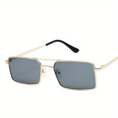 Y2K Rectangle Sunglasses Retro Punk Metal UV400 Sun Shades