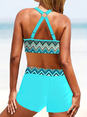 V-Drawstring Ring 2-Piece Swimsuit High Waist V-Neck Bathing Suit