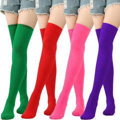 Solid Thigh High Socks Funny Party Long Tube Women's Stockings