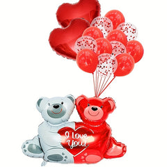 1022pcs Petal Heart Bear Latex Balloon Set for Proposals Engagements Weddings