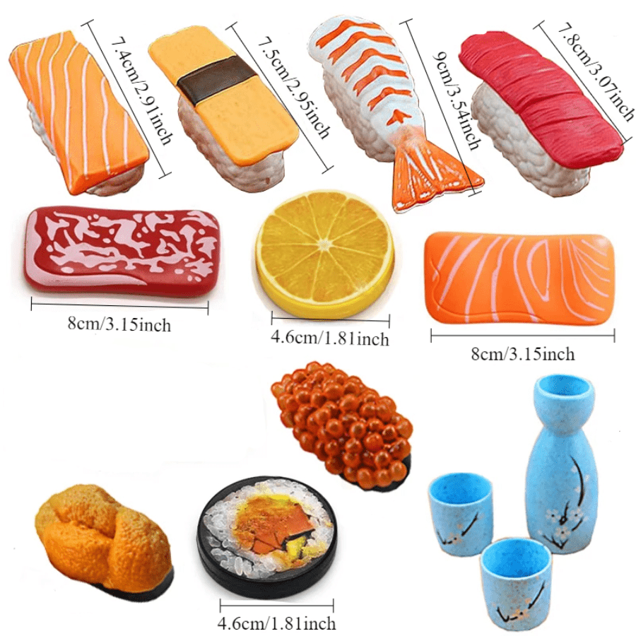 Kids Toy Set with Simulated Food Play, Sushi, Chinese & Western Breakfasts