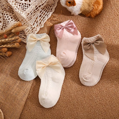 4Pairs Baby Girls Kids Mesh Breathable Soft Socks Bowknot Sweet Children's Socks