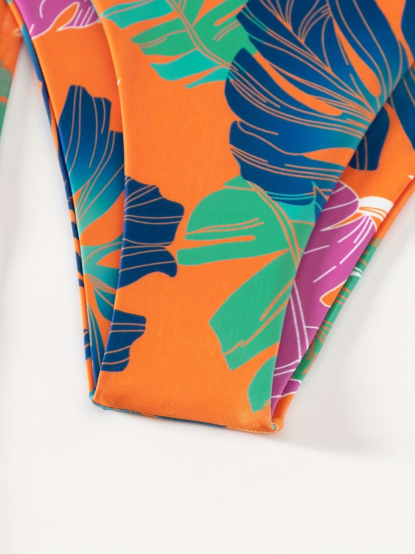 Plant Graphic Bikini Set with Cover Up Pant Swimsuit
