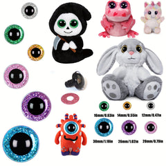42pcs Glitter Safety Eyes 14 30mm Assorted Colors for Doll Teddy Bear Puppet Toy