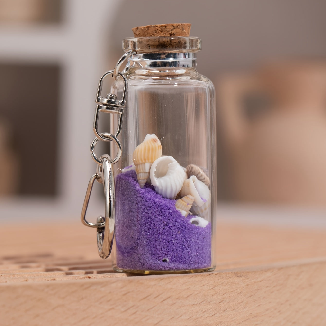 Cartoon Sand Glass Wishing Bottle Keychain Lucky Charm Pendant