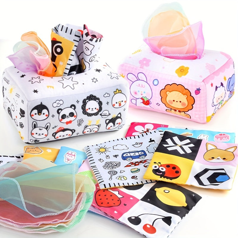 Baby Cloth Book Toy Box Animal and Powder Tear Tissue