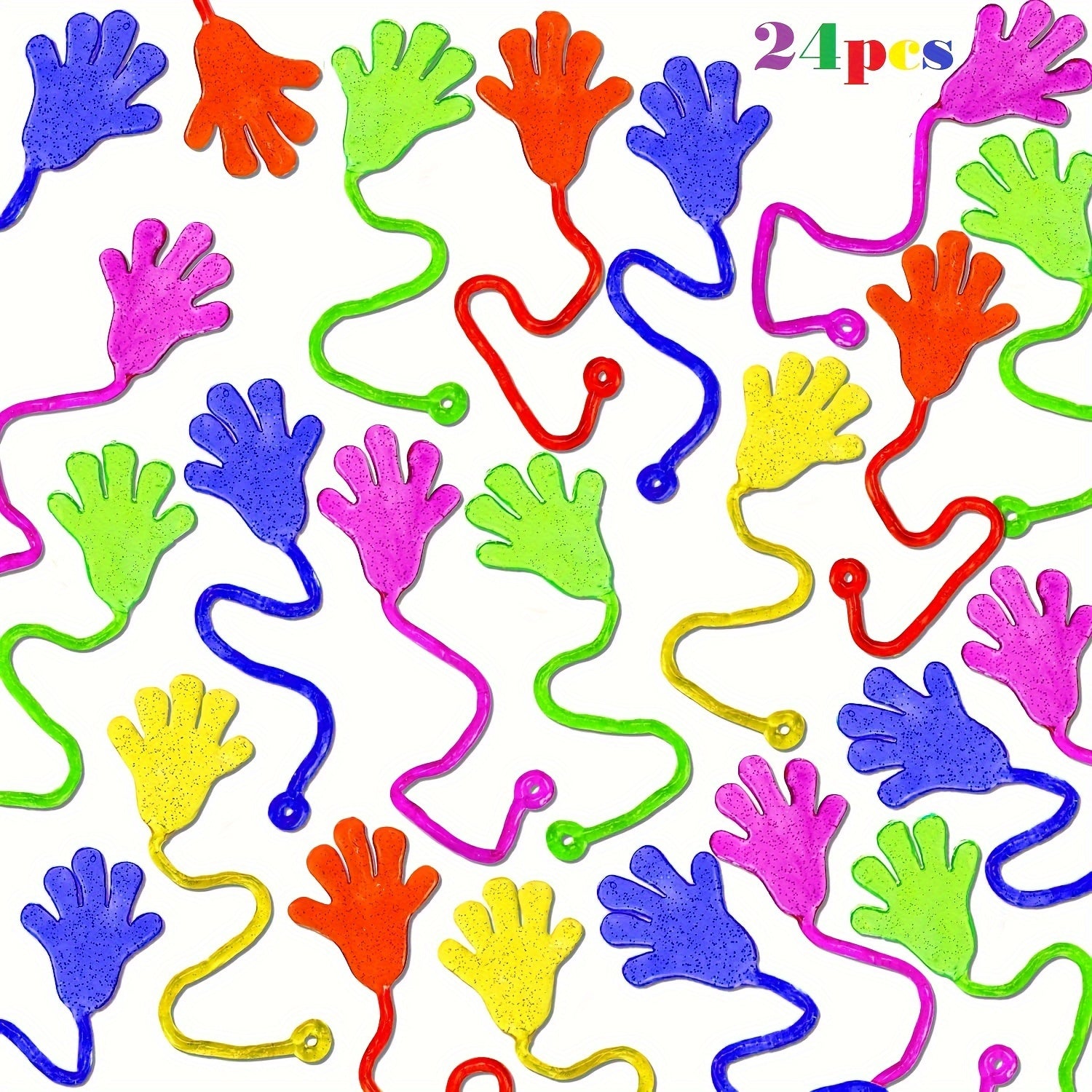 24pcs Glitter Sticky Hands for Kids Sensory Fidget Toy