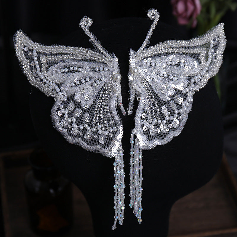 Crystal Faux Pearl Butterfly Hair Clip for Women Bride Wedding Accessories