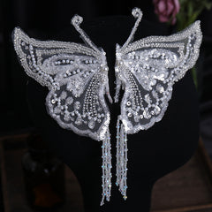 Crystal Faux Pearl Butterfly Hair Clip for Women Bride Wedding Accessories