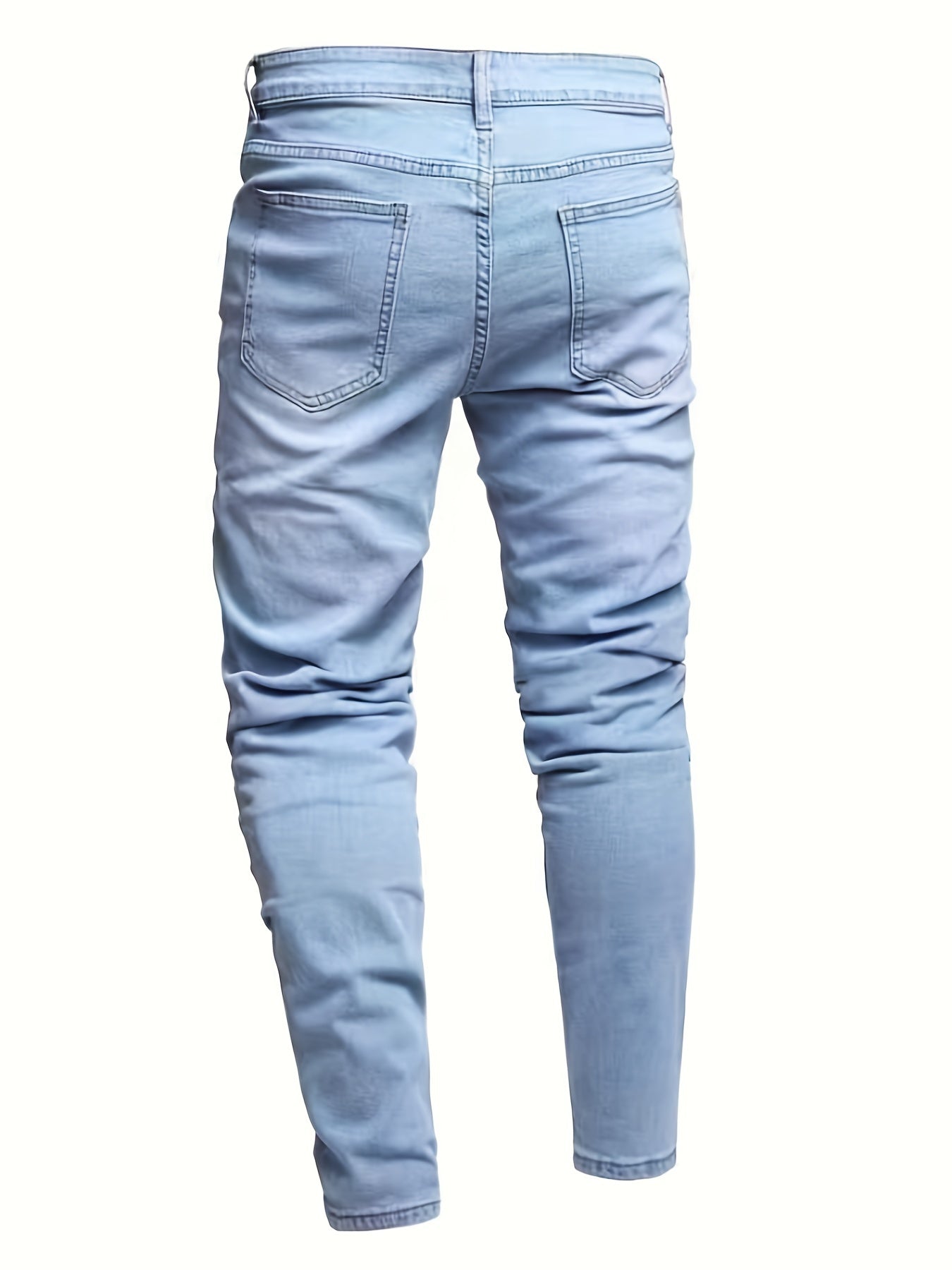 Slim Fit Toy Bear Ripped Jeans Men's Casual Denim Pants