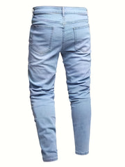 Slim Fit Toy Bear Ripped Jeans Men's Casual Denim Pants