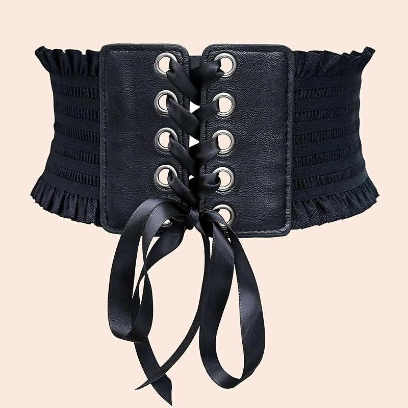 Elastic Lace-Up Corset Waist Belt for Women