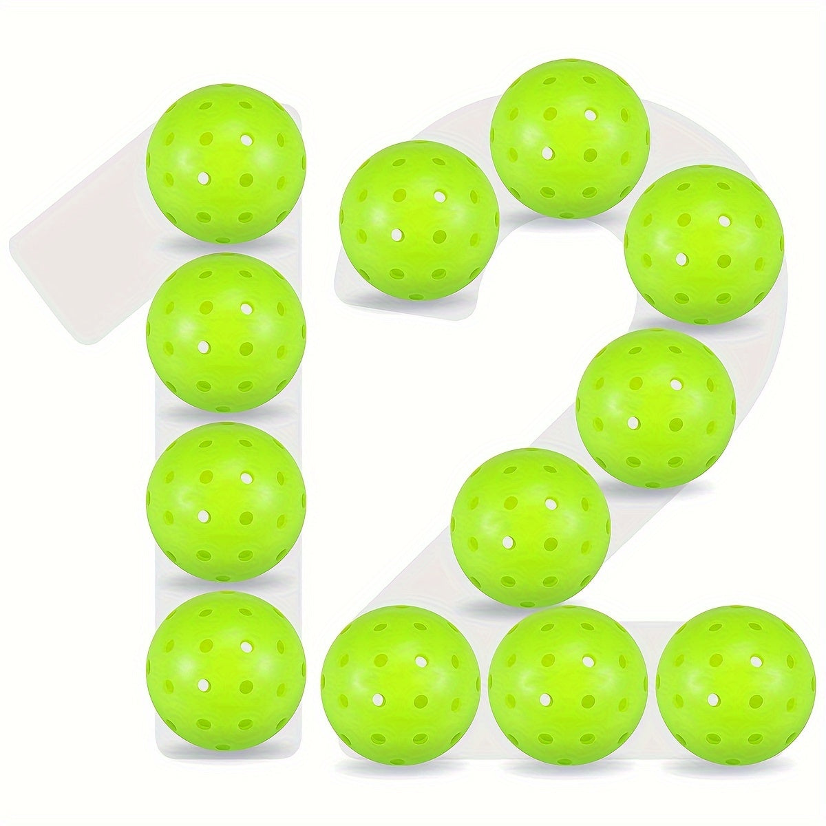 12pk Outdoor Pickleball Balls 40 Holes High Bouncy & Durable - All Paddle Styles