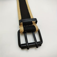 Men's Beige Hemmed Belt Casual Sports Metal Hole